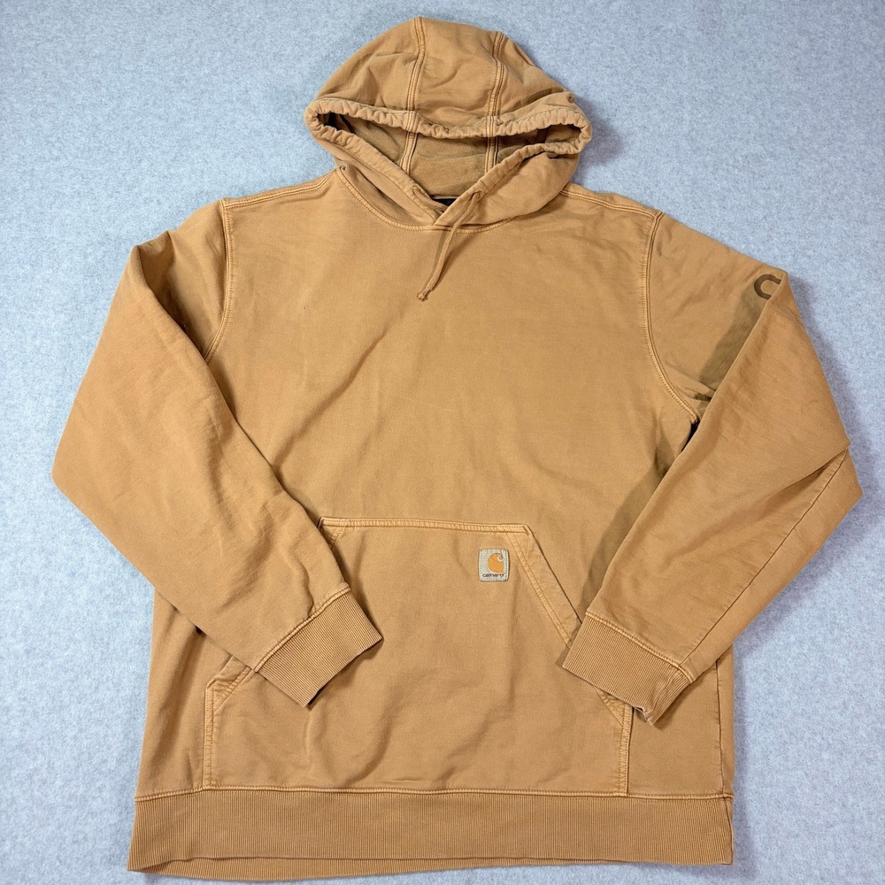Carhartt Relaxed Fit Logo Sleeve Hoodie Brown Mens L TS6253-M 106253 BRN